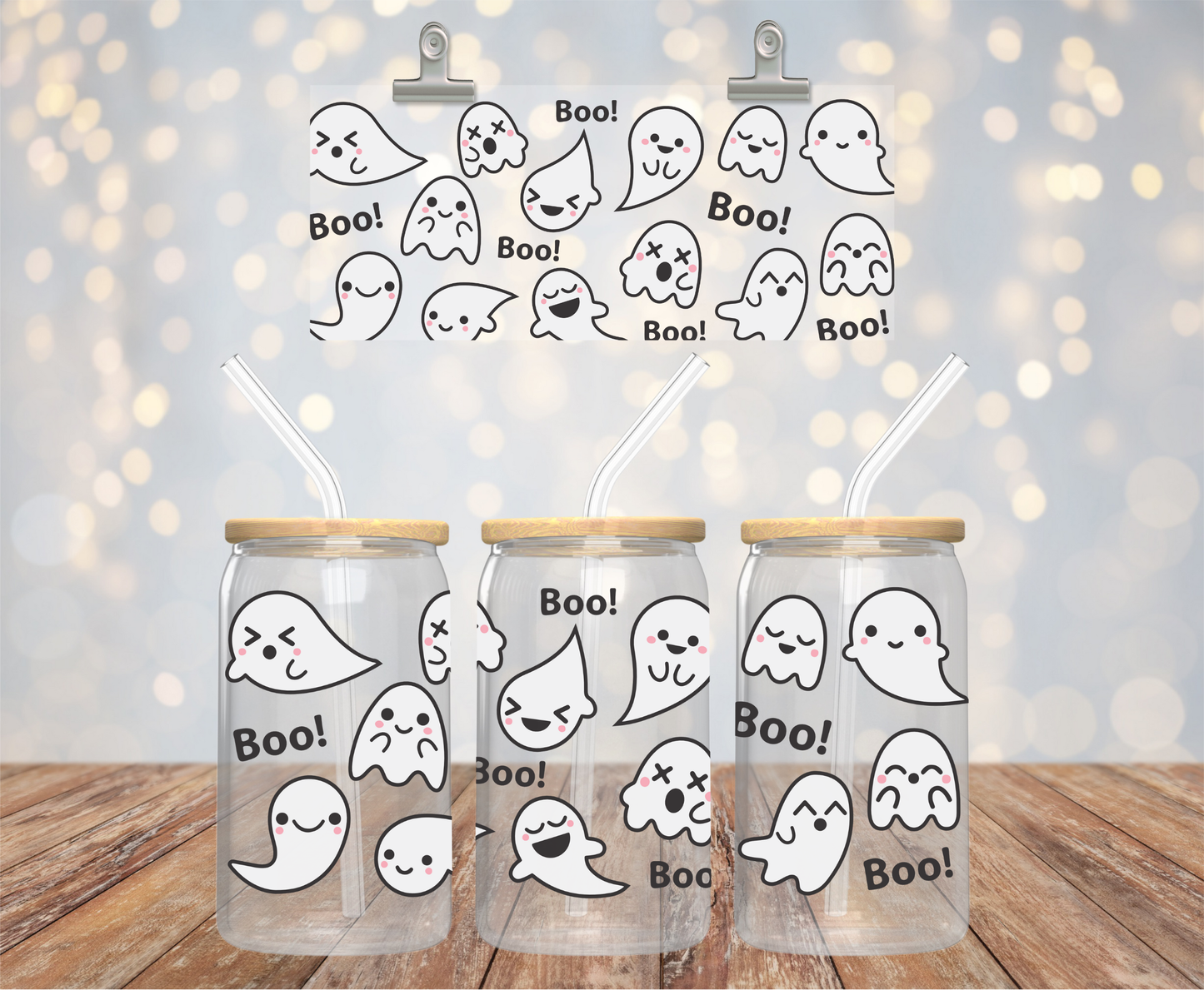 BOO GHOSTS GLASS CUP
