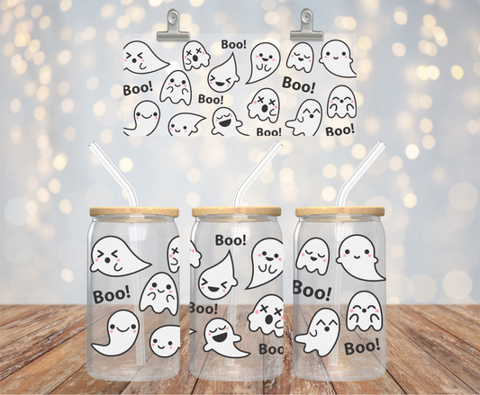 BOO GHOSTS GLASS CUP