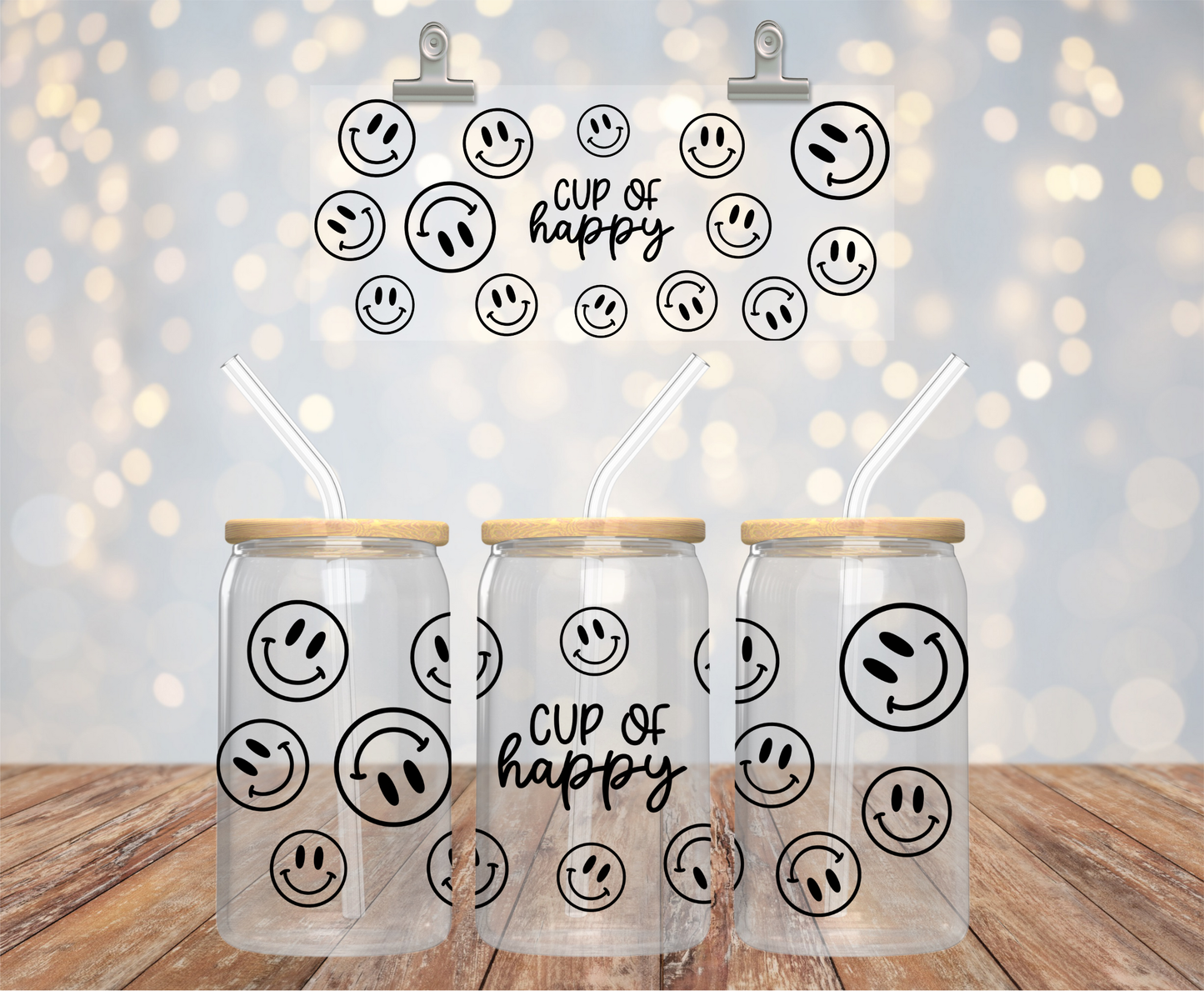 CUP OF HAPPY-BLACK GLASS CUP