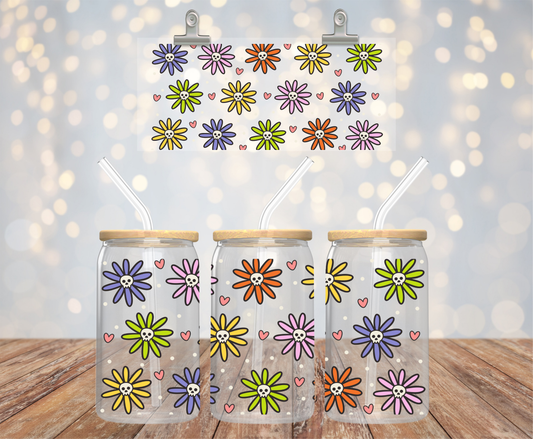 DAISY SKULLS GLASS CUP