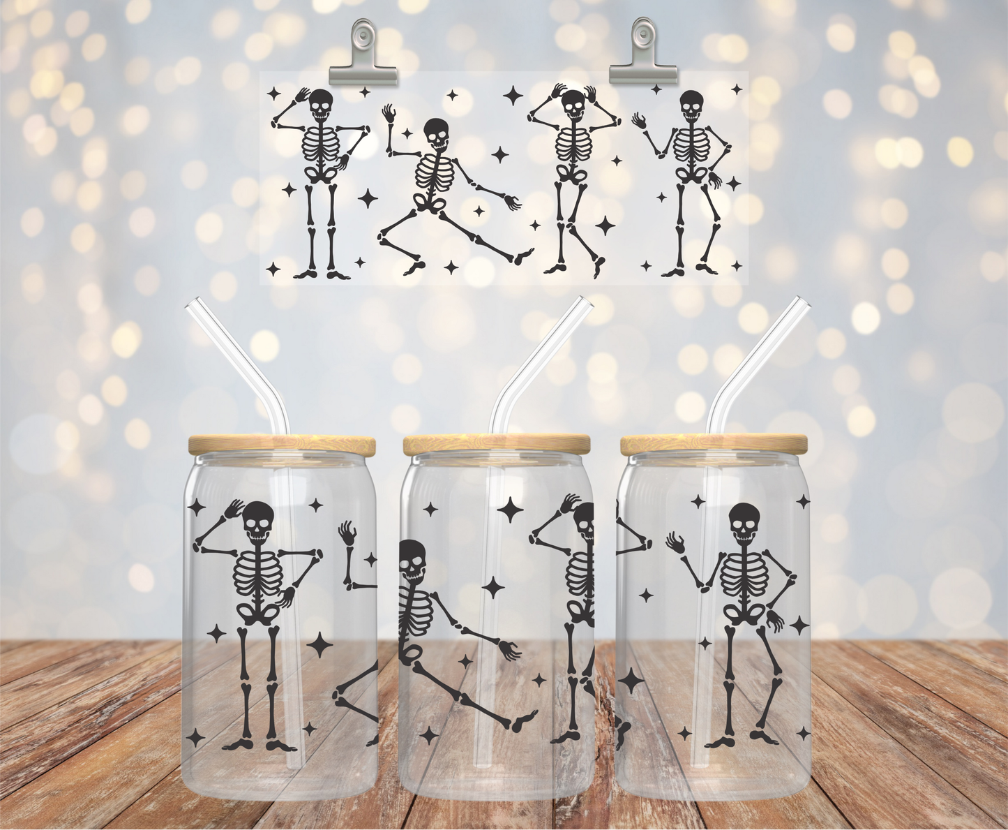 DANCING SKELETONS GLASS CUP
