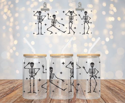 DANCING SKELETONS GLASS CUP